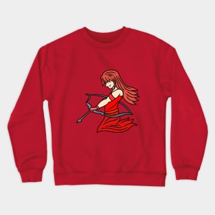 Beautiful archer girl in red Crewneck Sweatshirt